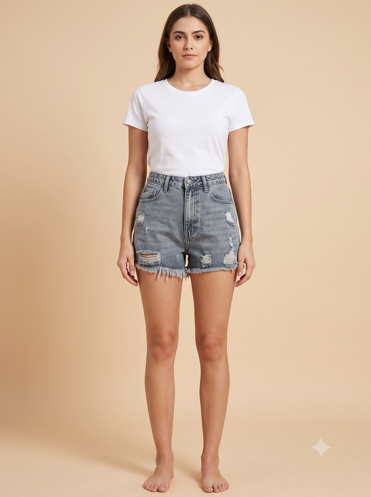 Denim cutoff shorts